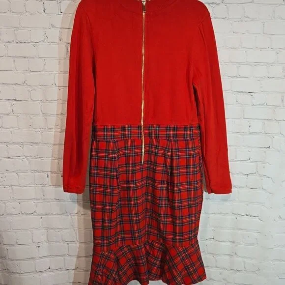 Venus red and plaid long sleeve midi dress size 12 - Picture 8 of 12